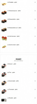 Menu Sushi Line - Les makis