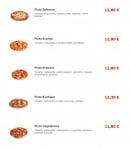 Menu T-Pizzas - Les pizzas salmone, scampi, arabiata...