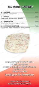 Carte et menu de La Tour de Piz'z à Horbourg Wihr — Les tartes
