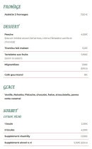 Carte et menu de La Stazione à Montreux Vieux — Les fromages, desserts et glaces, ...