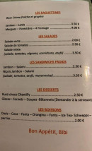 Menu Le J club - Baguettines, salades, sandwiches froids,...