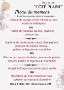 Menu Côté Plaine - Le menu du moment