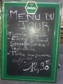 Menu Bella Sicilia - Un exemple du menu du jour