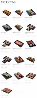 Carte et menu de Resto Sushi's à Saint Louis la Chaussee — Plateaux