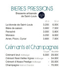 Menu A l'Essentiel - Les bières, champagnes, ...