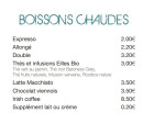 Menu A l'Essentiel - Les boissons chaudes