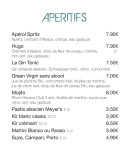 Menu A l'Essentiel - Les apéritifs