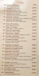Menu La Piazzetta - Les pâtes