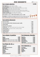 Menu Le Relais - les desserts