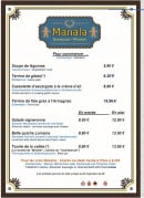 Menu Restaurant le Manala - Pour commencer