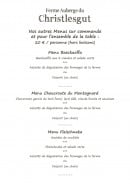 Carte et menu de Ferme Auberge Christlesgut à Breitenbach Haut Rhin — Les menus