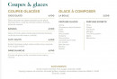 Menu La Gioia - Les coupes, glaces et suppléments