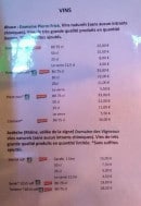 Menu Auberge du Gazon Vert - Vins