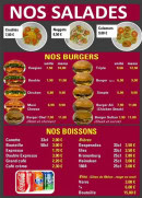 Menu Restaurant Chez Ali - Les salades, burgers et boissons