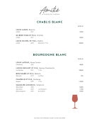 Menu Amitié - Les chablis blanc, bourgognes blancs