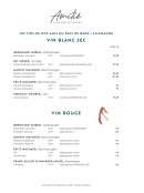 Menu Amitié - Les vins blancs sac, vins rouges