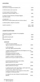 Menu Le Coquelicot - entrées, assiettes, plats...