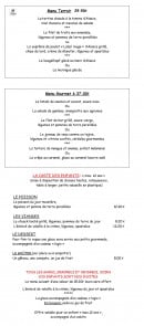 Menu Le Coquelicot - menus