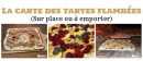 Carte et menu de Le Bistrot de la Diligence à Fessenheim — Tartes flambées