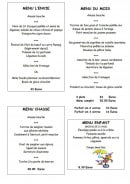 Menu L'Envie - Les menus