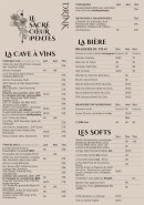 Carte et menu de Le Sacré Cœur des Pentes à Lyon 1 — Les bières, cave à vins et softs