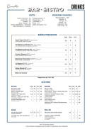 Menu Quartier - Les softs, boissons chaudes et vins,...