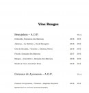 Menu Restaurant Albert - Les vins  rouges