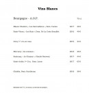 Menu Restaurant Albert - Les vins blancs