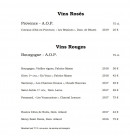 Menu Restaurant Albert - Les vins rosés et rouges