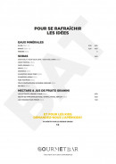 Menu Gourmet Bar - Eaux, sodas, jus de fruits,...