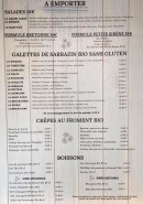 Menu La Marie Morgane - Les salades, galettes, crêpes et boissons