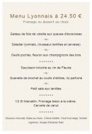 Menu Le Layon - Menu Lyonnais à 23.50 €