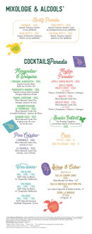 Carte et menu de Le paradis du fruit à Lyon 2 — Mixologies et alcools