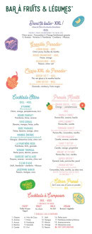 Carte et menu de Le paradis du fruit à Lyon 2 — Cocktails