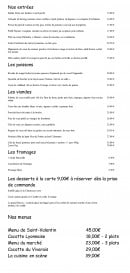 Menu Le Vivarais - Entrées, plats, desserts et menus