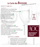 Menu Aoc - La carte des boissons