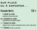 Menu Bert's - Sur place ou à emporter