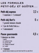 Menu Bert's - Les formules petit-déj et goûter