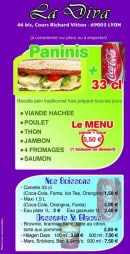 Menu La Diva Pizza - Les paninis et boissons