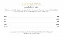 Menu Master Tacos - Les tacos