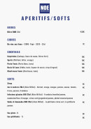 Carte et menu de Noé Atelier de la Mer à Lyon 3 — Les apéritifs et softs