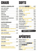 Menu Paddy's Corner - Les chauds, softs et apéritifs