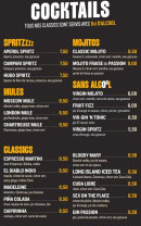 Menu Paddy's Corner - Les cocktails