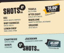 Menu Paddy's Corner - Les shots