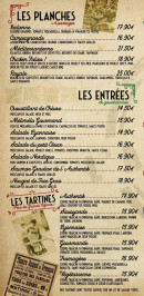 Menu L'Authentik - Les planches, entrées et tartines