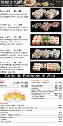 Menu Minado - Les menus makis, boissons et vins