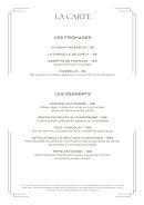 Menu Brasserie Roseaux - Les fromages et desserts