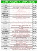Menu Italia e Sapore - Cartes des pizzas à emporter
