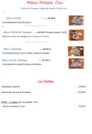 Menu Japontori - Les menus poissons cru et carte