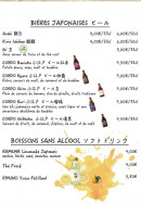 Menu Kuma Izakaya - Bières et boissons sans alcool